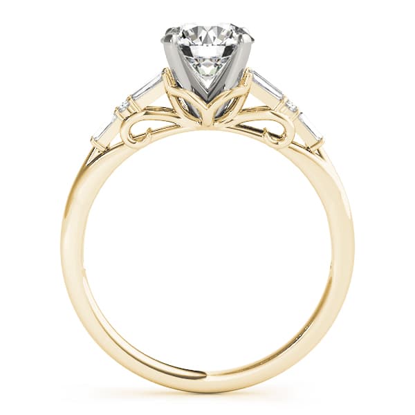 Tapered Baguette Engagement Ring, style 50873, Side view in yellow gold