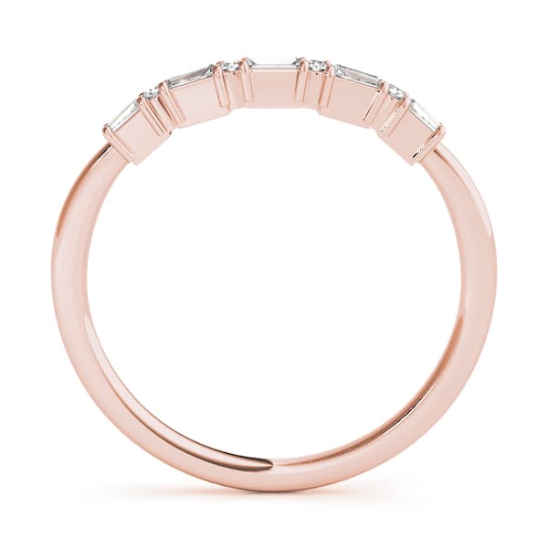 Alternating Round & Fancy Shape Baguette Wedding Rings (0.2 ct. tw.), Side view in rose gold