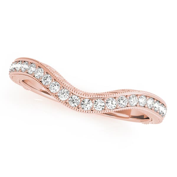 Curved Milgrain Wedding Band (0.15 ct. tw.), Front view in rose gold