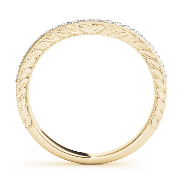 Curved Milgrain Wedding Band (0.15 ct. tw.), Side view in yellow gold