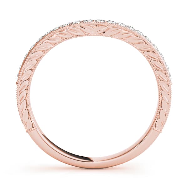 Curved Milgrain Wedding Band (0.15 ct. tw.), Side view in rose gold