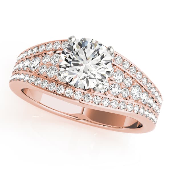Multi-Row Pavé Engagement Ring, style 50876, Front view in rose gold