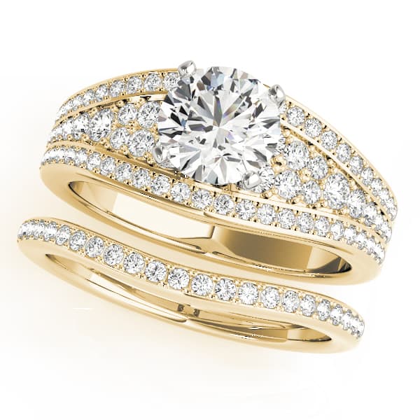 Multi-Row Pavé Engagement Ring, style 50876, On hand view in yellow gold