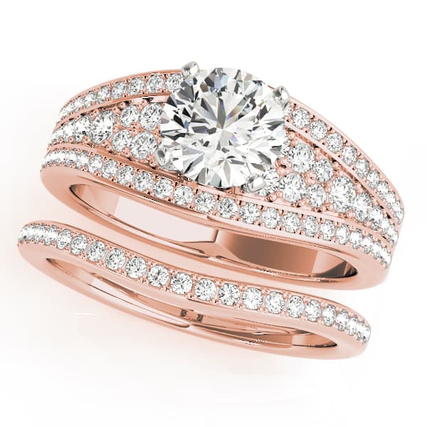Multi-Row Pavé Engagement Ring, style 50876, On hand view in rose gold