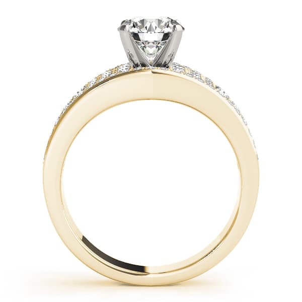 Multi-Row Pavé Engagement Ring, style 50876, Side view in yellow gold