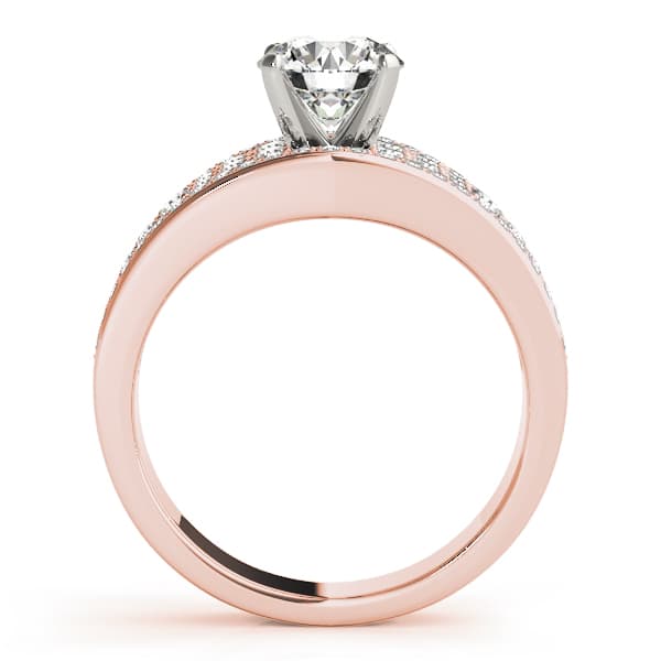 Multi-Row Pavé Engagement Ring, style 50876, Side view in rose gold