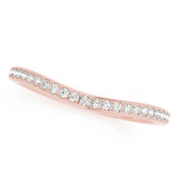 Single Row Prong Set Curved Wedding Band (0.09 ct. tw.), Front view in rose gold
