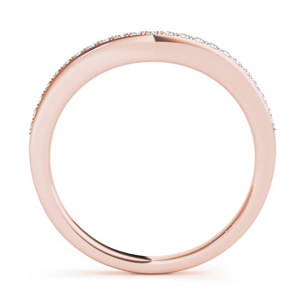 Single Row Prong Set Curved Wedding Band (0.09 ct. tw.), Side view in rose gold