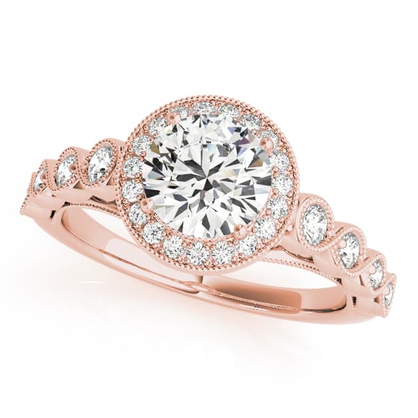 Vintage Infinity Milgrain Halo Engagement Ring, style 50878, Front view in rose gold