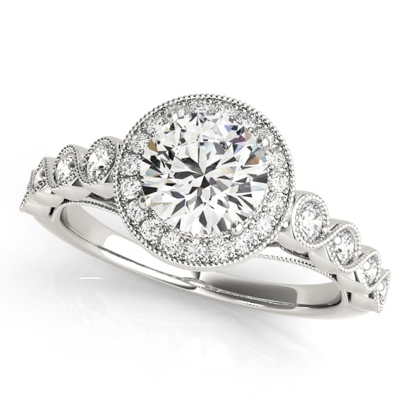 Vintage Infinity Milgrain Halo Engagement Rings — style 50878 in 10k White Gold