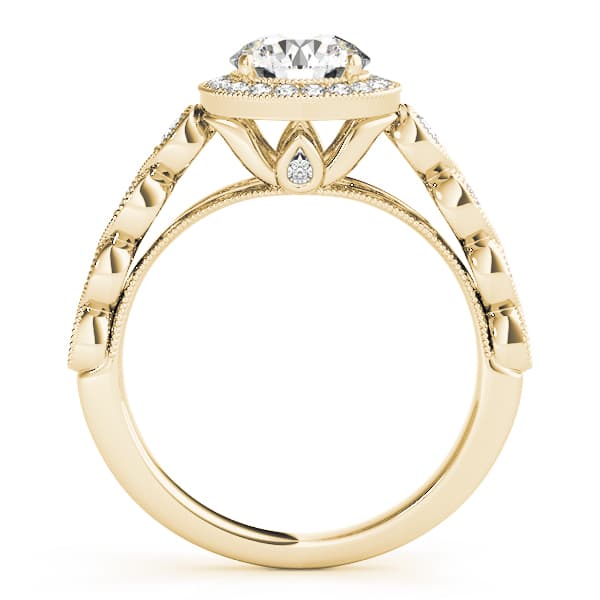 Vintage Infinity Milgrain Halo Engagement Ring, style 50878, Side view in yellow gold