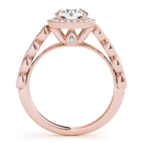 Vintage Infinity Milgrain Halo Engagement Ring, style 50878, Side view in rose gold