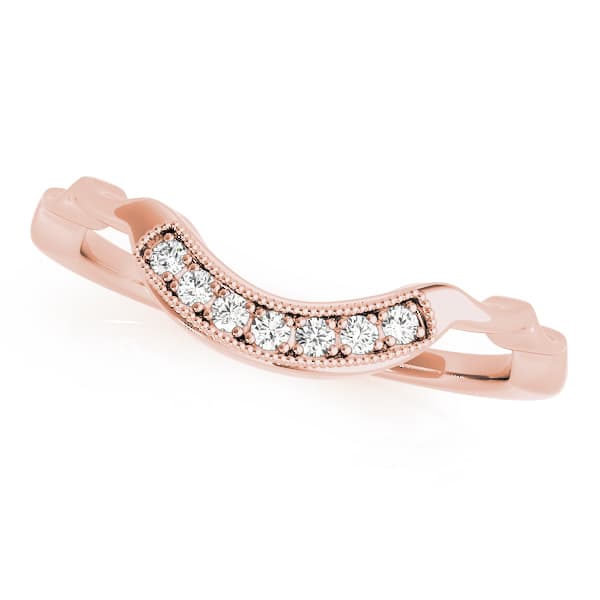 Vintage Milgrain Curved Wedding Band (0.05 ct. tw.), Front view in rose gold