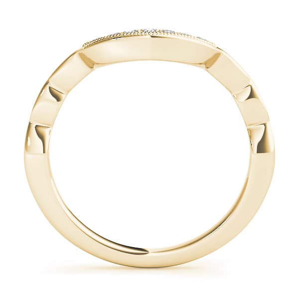 Vintage Milgrain Curved Wedding Band (0.05 ct. tw.), Side view in yellow gold