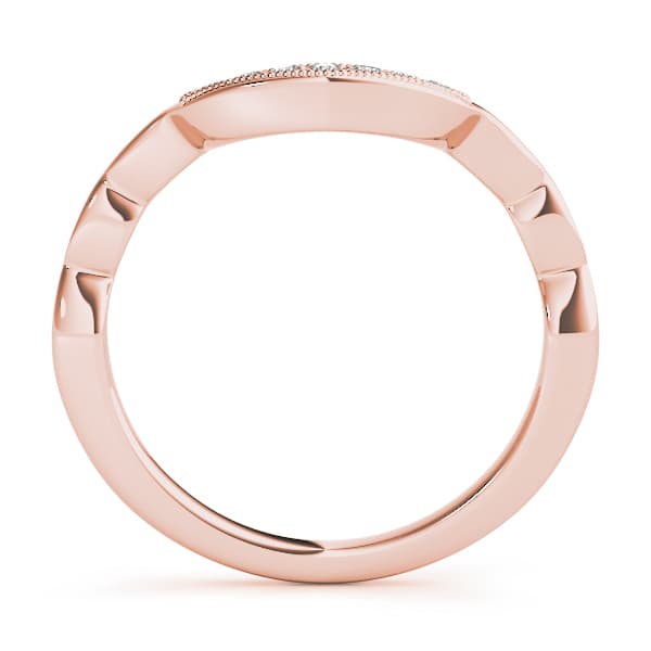 Vintage Milgrain Curved Wedding Band (0.05 ct. tw.), Side view in rose gold