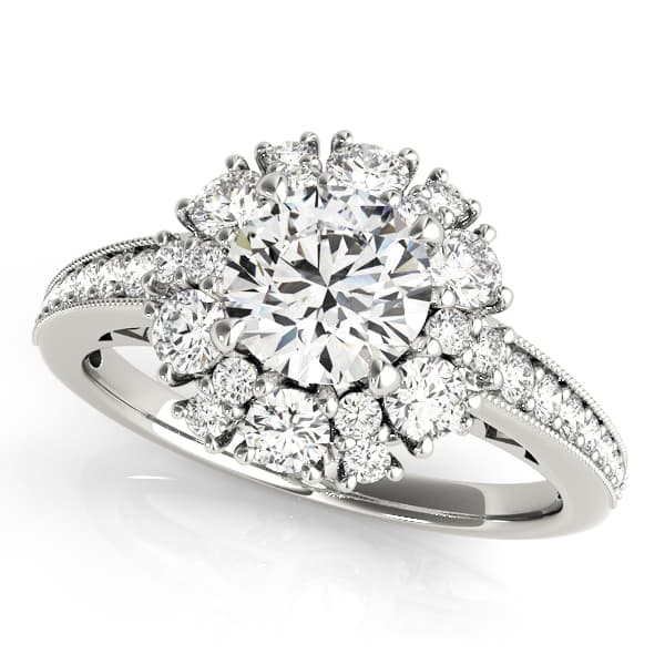 Antique Style Halo Engagement Ring — style 50879 in 10k White Gold