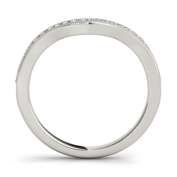 Single Row Prong Set Milgrain Curved Wedding Band (0.22 ct. tw.), Side view in rose gold