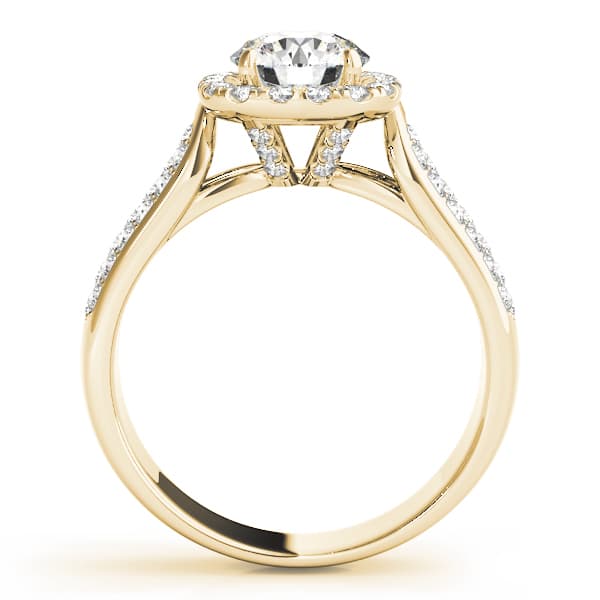 Multi-Row Pavé Halo Engagement Ring, style 50884, Side view in yellow gold