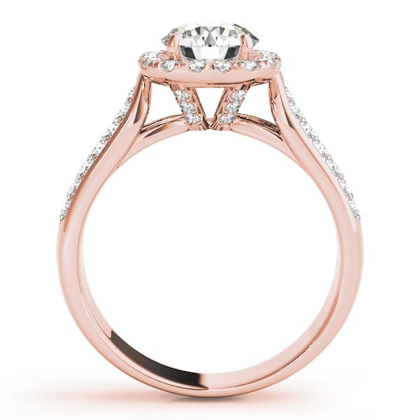 Multi-Row Pavé Halo Engagement Ring, style 50884, Side view in rose gold