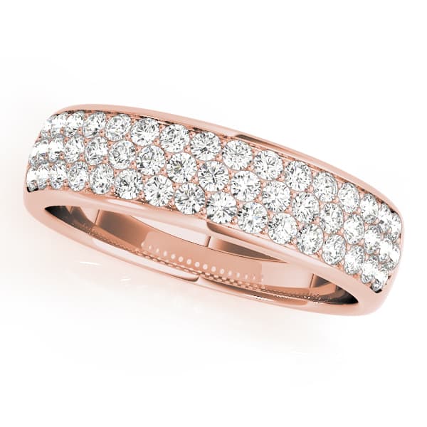 Multiple Row Pavé Set Wedding Band (5/8 ct. tw.), Front view in rose gold