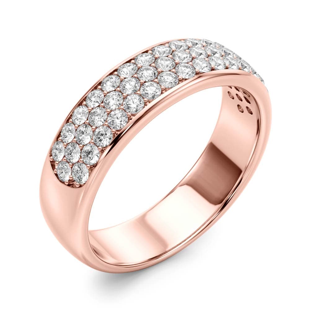 Multiple Row Pavé Set Wedding Band (5/8 ct. tw.), Angle view in rose gold