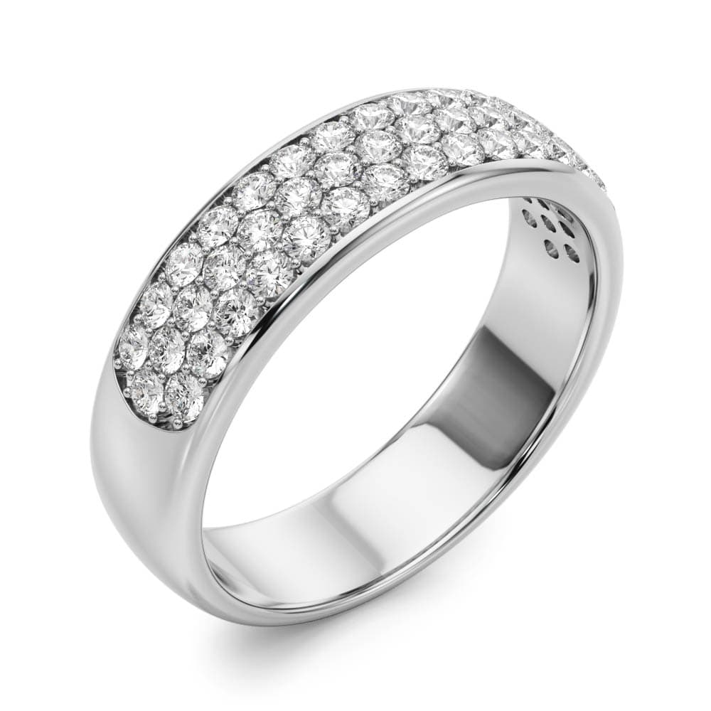 Multiple Row Pavé Set Wedding Band (5/8 ct. tw.), Angle view in white gold or platinum