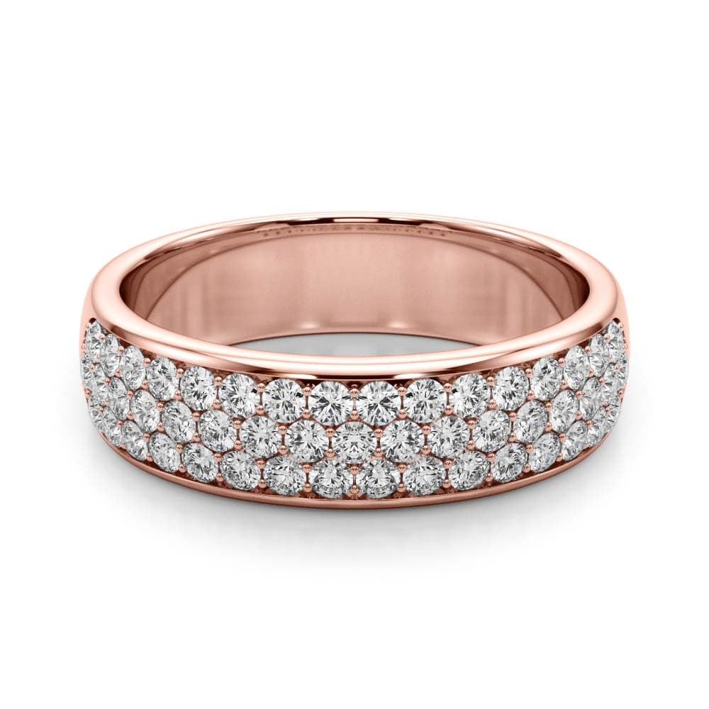 Multiple Row Pavé Set Wedding Band (5/8 ct. tw.), On hand view in rose gold