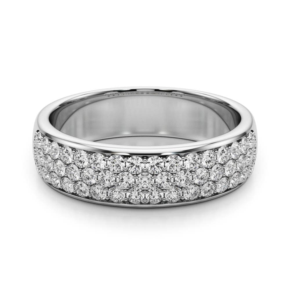 Multiple Row Pavé Set Wedding Band (5/8 ct. tw.), On hand view in white gold or platinum