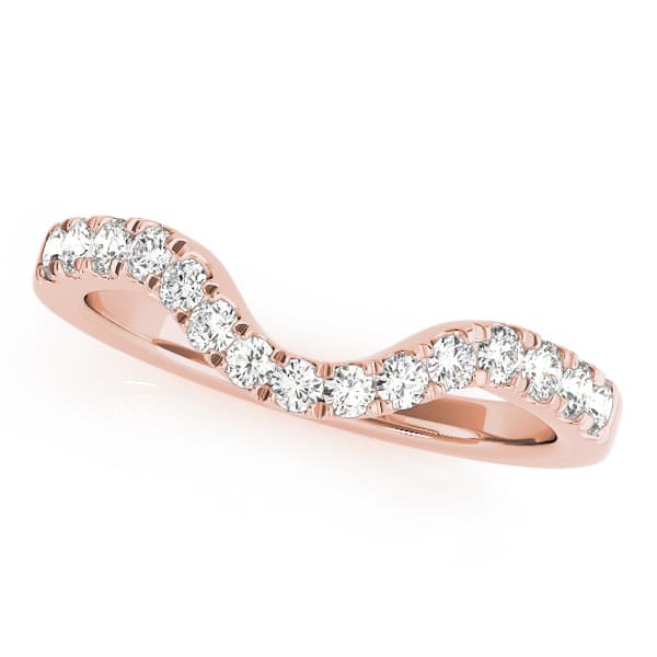 Curved Split Prong Wedding Band (1/3 ct. tw.), Front view in rose gold
