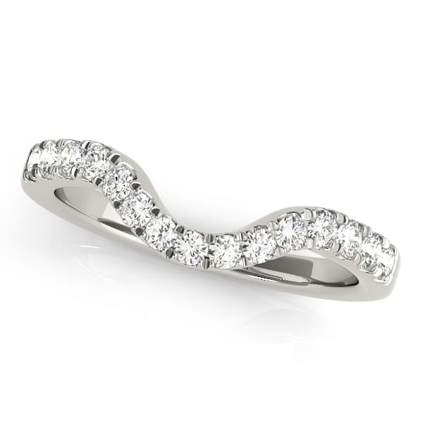 Curved Split Prong Wedding Band — View 1