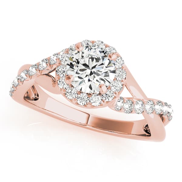 Bypass Twisted Shank Halo Engagement Ring, style 50886, Front view in rose gold