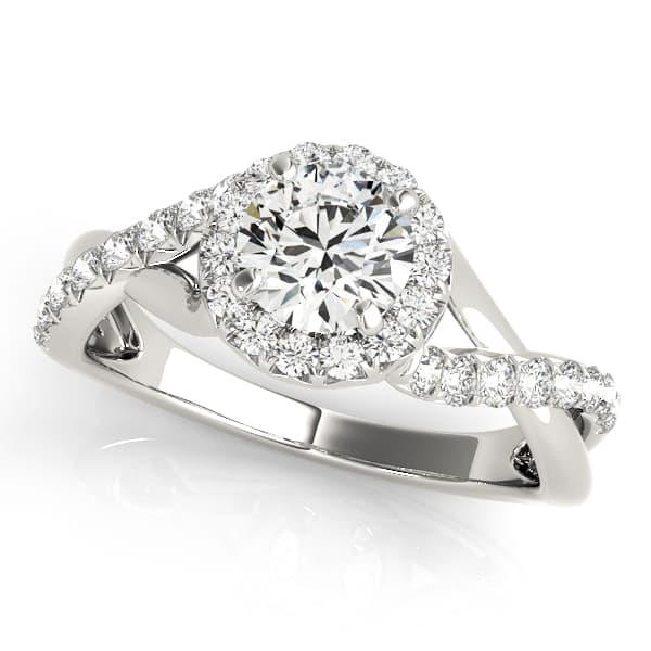 Bypass Twisted Shank Halo Engagement Rings — style 50886 in 10k White Gold