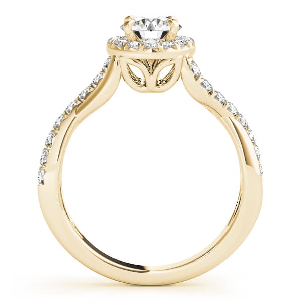 Bypass Twisted Shank Halo Engagement Ring, style 50886, Side view in yellow gold