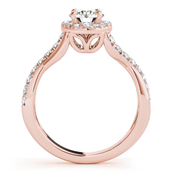 Bypass Twisted Shank Halo Engagement Ring, style 50886, Side view in rose gold
