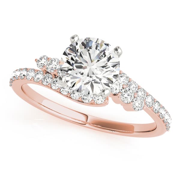 Bypass Prong Set Engagement Ring, style 50887, Front view in rose gold