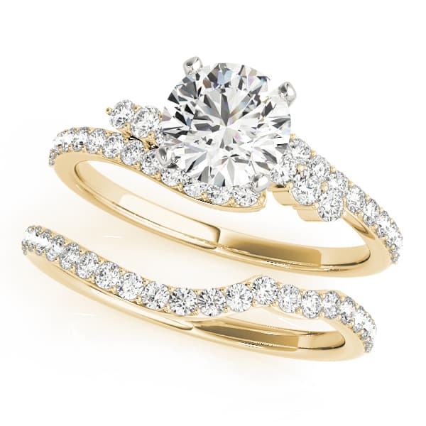 Bypass Prong Set Engagement Ring, style 50887, On hand view in yellow gold