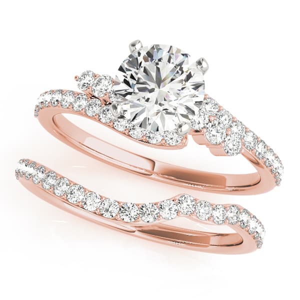 Bypass Prong Set Engagement Ring, style 50887, On hand view in rose gold