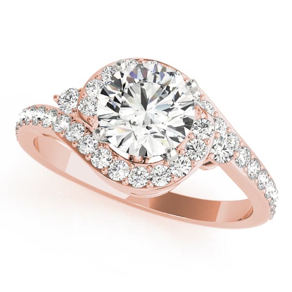 Bypass Halo Engagement Ring, style 50888, Front view in rose gold