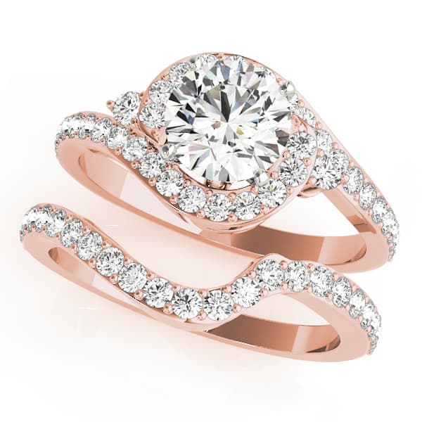 Bypass Halo Engagement Ring, style 50888, On hand view in rose gold