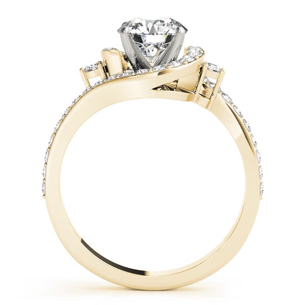 Bypass Halo Engagement Ring, style 50888, Side view in yellow gold