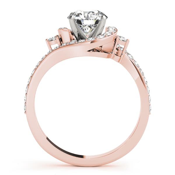 Bypass Halo Engagement Ring, style 50888, Side view in rose gold