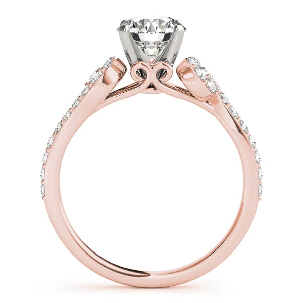 Single Row Prong Set Engagement Ring, style 50889, Side view in rose gold