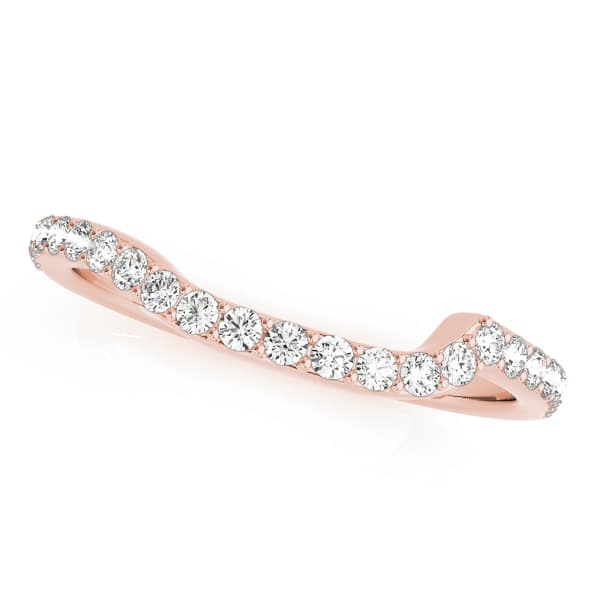 Single Row Prong Set Curved Wedding Band (0.29 ct. tw.), Front view in rose gold