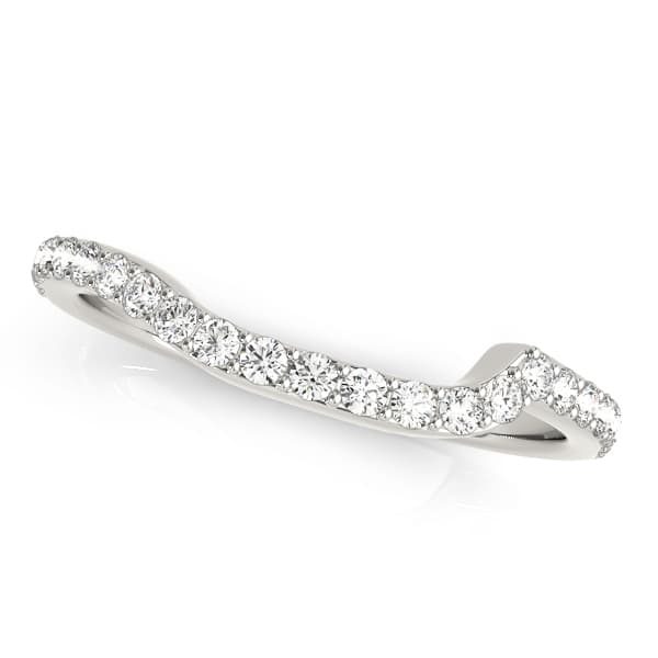 Single Row Prong Set Curved Wedding Band — View 1