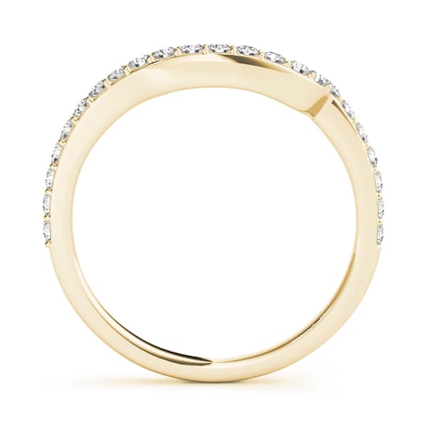 Single Row Prong Set Curved Wedding Band (0.29 ct. tw.), Side view in yellow gold