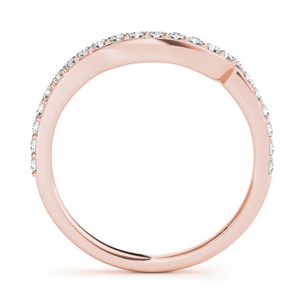 Single Row Prong Set Curved Wedding Band (0.29 ct. tw.), Side view in rose gold