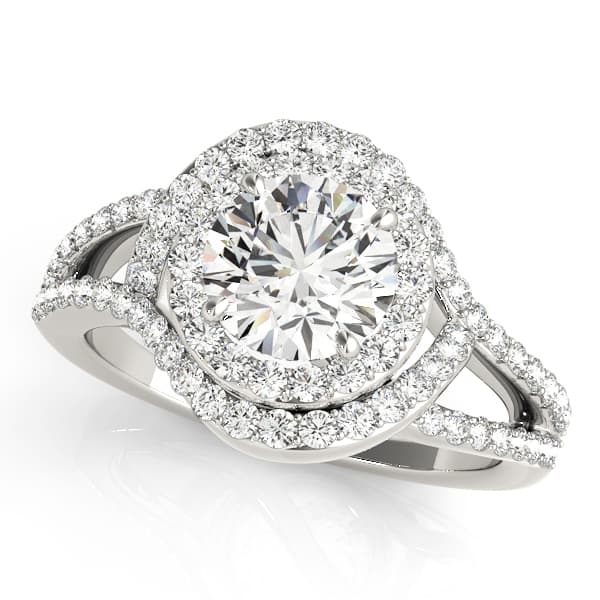 Double Row Split Shank Halo Engagement Ring — style 50890 in 10k White Gold