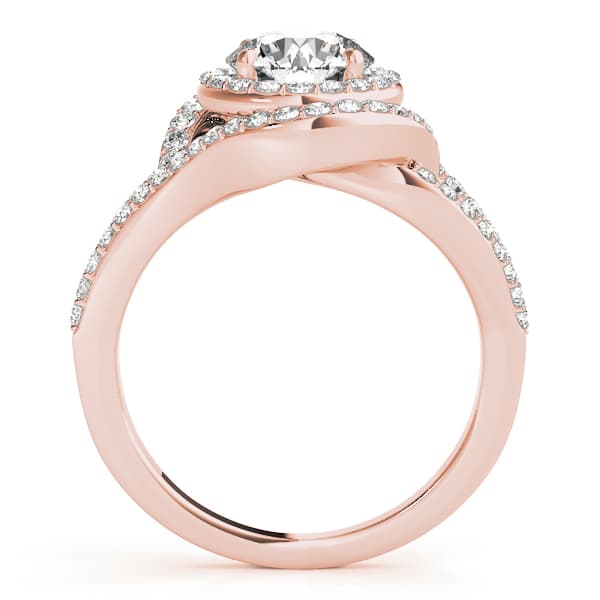 Double Row Split Shank Halo Engagement Ring, style 50890, Side view in rose gold