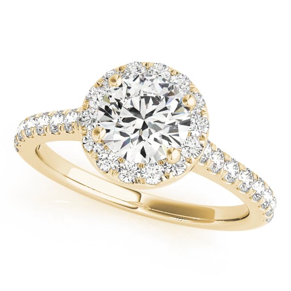 Round Halo Engagement Ring, style 50891, Front view in yellow gold
