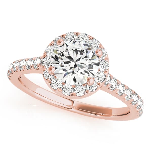 Round Halo Engagement Ring, style 50891, Front view in rose gold